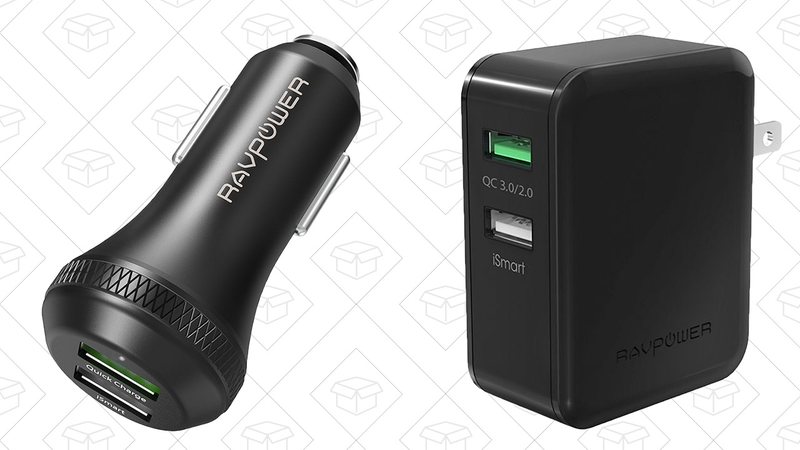RAVPower QC 3.0 Car Charger + QC 3.0 Wall Charger, $15. Add both to cart and use code 2F6WY5PW
